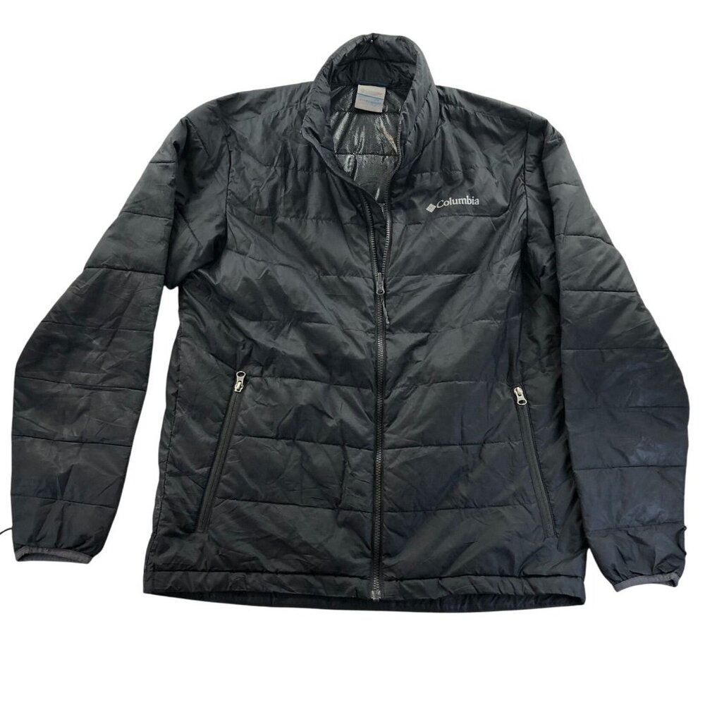 Columbia Mens Interchange Puffer Jacket Medium Black Quilted Full Zip Outdoors